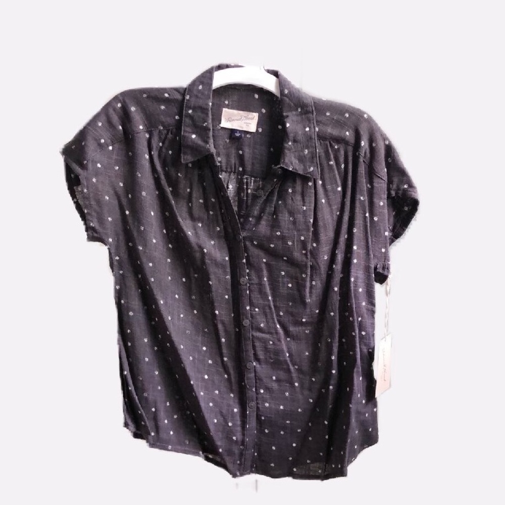 Gray Polka-dot button down top